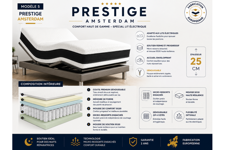 Matelas Électrique Premium — Mousse Haute Résilience | MatelasJuste 2