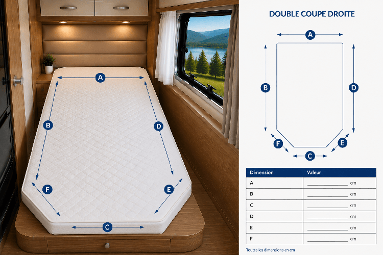 Matelas sur mesure 2 coupes trapèze