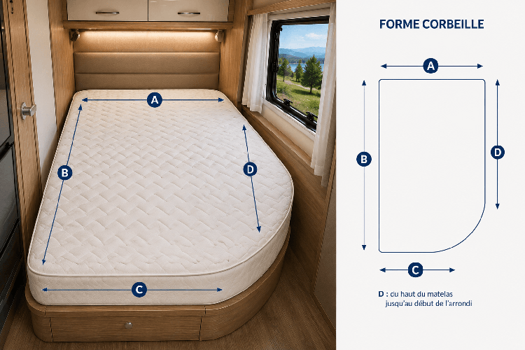 Matelas sur mesure — 1 coupe corbeille