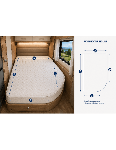 Matelas sur mesure 1 coupe corbeille | Angle arrondi | MatelasJuste