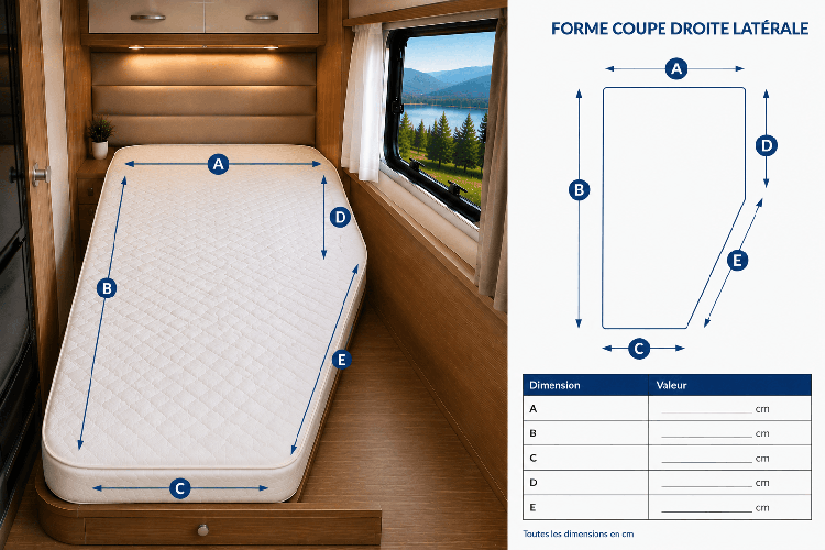 Matelas sur mesure — 1 coupe trapèze