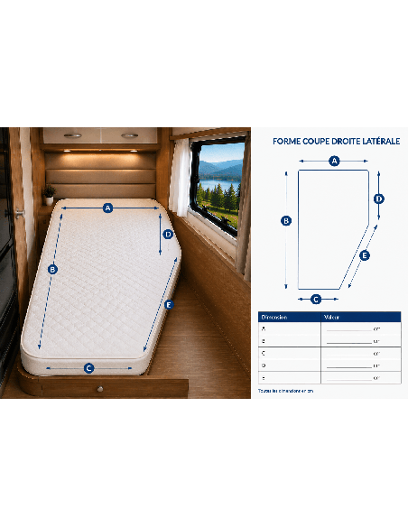 Matelas sur mesure 1 coupe trapèze | Découpe adaptée | MatelasJuste