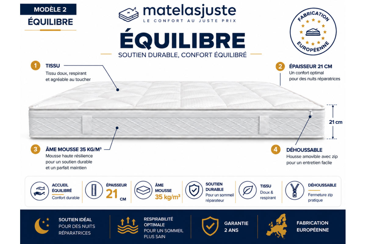 Matelas Premium 1 Personne — Mémoire de Forme | MatelasJuste