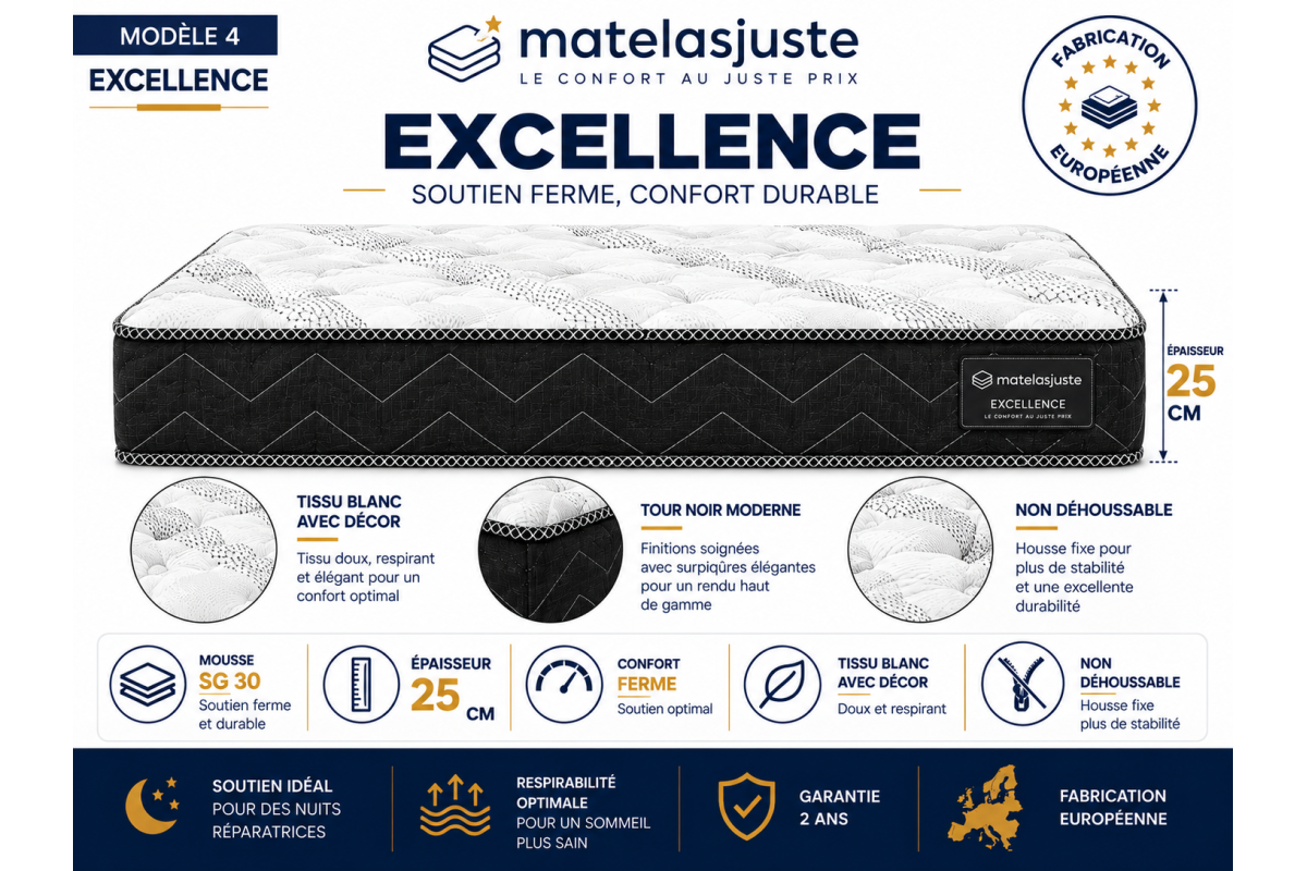 Matelas Excellence 2 Personnes — Ressorts et Mousse | MatelasJuste