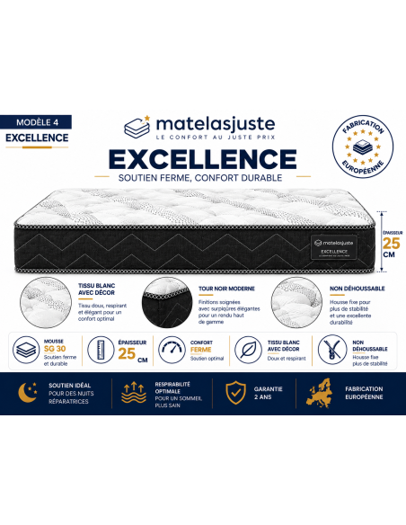 Matelas Excellence 2 Personnes — Ressorts et Mousse | MatelasJuste