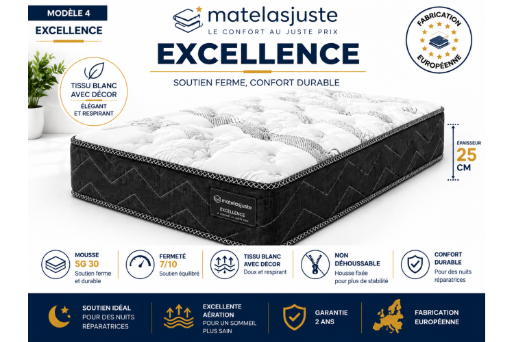 Matelas Excellence 2 Personnes — Ressorts et Mousse | MatelasJuste 2
