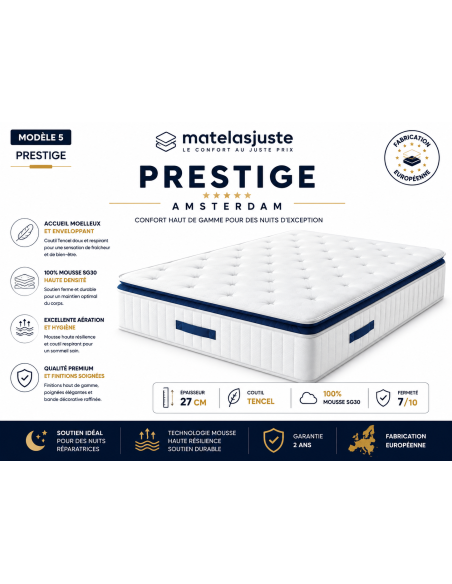 Matelas Prestige 2 Personnes — Ressorts et Mémoire de Forme | MatelasJuste